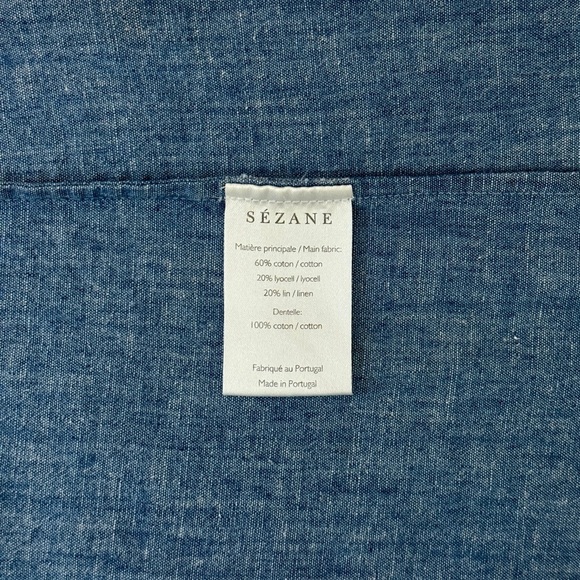 NWOT Sezane Midi Linen-Blend Chambray Alex Shirt Dress - Picture 7 of 7
